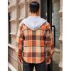 imageCOOFANDY Mens Flannel Hoodie Plaid Shirt Long Sleeve Button Down Casual Shirt Jacket Lightweight Fall ShacketPlaidorange  Khaki