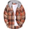 imageCOOFANDY Mens Flannel Hoodie Plaid Shirt Long Sleeve Button Down Casual Shirt Jacket Lightweight Fall ShacketPlaidorange  Khaki