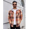 imageCOOFANDY Mens Flannel Hoodie Plaid Shirt Long Sleeve Button Down Casual Shirt Jacket Lightweight Fall ShacketPlaidorange  Khaki