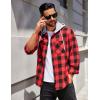 imageCOOFANDY Mens Flannel Hoodie Plaid Shirt Long Sleeve Button Down Casual Shirt Jacket Lightweight Fall ShacketPlaidred  Black