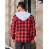 imageCOOFANDY Mens Flannel Hoodie Plaid Shirt Long Sleeve Button Down Casual Shirt Jacket Lightweight Fall ShacketPlaidred  Black