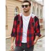 imageCOOFANDY Mens Flannel Hoodie Plaid Shirt Long Sleeve Button Down Casual Shirt Jacket Lightweight Fall ShacketPlaidred  Blue