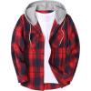 imageCOOFANDY Mens Flannel Hoodie Plaid Shirt Long Sleeve Button Down Casual Shirt Jacket Lightweight Fall ShacketPlaidred  Blue