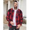 imageCOOFANDY Mens Flannel Hoodie Plaid Shirt Long Sleeve Button Down Casual Shirt Jacket Lightweight Fall ShacketPlaidred  Blue