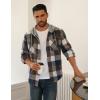 imageCOOFANDY Mens Flannel Hoodie Plaid Shirt Long Sleeve Button Down Casual Shirt Jacket Lightweight Fall ShacketPlaidyellow  Blue