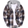 imageCOOFANDY Mens Flannel Hoodie Plaid Shirt Long Sleeve Button Down Casual Shirt Jacket Lightweight Fall ShacketPlaidyellow  Blue