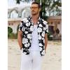 imageCOOFANDY Mens Hawaiian Shirts Short Sleeve Button Down Shirt Casual Summer Beach Shirts Floral Tropical Vacation Resort WearBlack  White