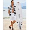 imageCOOFANDY Mens Hawaiian Shirts Short Sleeve Button Down Shirt Casual Summer Beach Shirts Floral Tropical Vacation Resort WearBlack  White