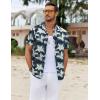 imageCOOFANDY Mens Hawaiian Shirts Short Sleeve Button Down Shirt Casual Summer Beach Shirts Floral Tropical Vacation Resort WearGreen