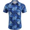 imageCOOFANDY Mens Hawaiian Shirts Short Sleeve Button Down Shirt Casual Summer Beach Shirts Floral Tropical Vacation Resort WearNavy Bluepalm Leaf