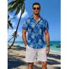 imageCOOFANDY Mens Hawaiian Shirts Short Sleeve Button Down Shirt Casual Summer Beach Shirts Floral Tropical Vacation Resort WearNavy Bluepalm Leaf