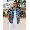 imageCOOFANDY Mens Hawaiian Shirts Short Sleeve Button Down Shirt Casual Summer Beach Shirts Floral Tropical Vacation Resort WearOrangeBluefloral