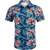 imageCOOFANDY Mens Hawaiian Shirts Short Sleeve Button Down Shirt Casual Summer Beach Shirts Floral Tropical Vacation Resort WearOrangeBluefloral
