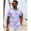 imageCOOFANDY Mens Hawaiian Shirts Short Sleeve Button Down Shirt Casual Summer Beach Shirts Floral Tropical Vacation Resort WearPinkBlueleaf