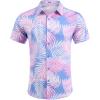 imageCOOFANDY Mens Hawaiian Shirts Short Sleeve Button Down Shirt Casual Summer Beach Shirts Floral Tropical Vacation Resort WearPinkBlueleaf