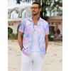 imageCOOFANDY Mens Hawaiian Shirts Short Sleeve Button Down Shirt Casual Summer Beach Shirts Floral Tropical Vacation Resort WearPinkBlueleaf