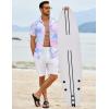 imageCOOFANDY Mens Hawaiian Shirts Short Sleeve Button Down Shirt Casual Summer Beach Shirts Floral Tropical Vacation Resort WearPinkBlueleaf