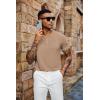 imageCOOFANDY Mens Henley Shirts Short Sleeve Casual Summer Basic Tee Solid Button TShirtsKhaki