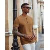 imageCOOFANDY Mens Henley Shirts Short Sleeve Casual Summer Basic Tee Solid Button TShirtsLight Brown