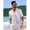 imageCOOFANDY Mens Knit Short Sleeve Shirt Casual Button Down Shirt Vintage Fashion Polo Shirts Crochet Summer Beach ShirtsAwhite