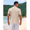 imageCOOFANDY Mens Knit Short Sleeve Shirt Casual Button Down Shirt Vintage Fashion Polo Shirts Crochet Summer Beach ShirtsBeige