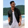 imageCOOFANDY Mens Knit Short Sleeve Shirt Casual Button Down Shirt Vintage Fashion Polo Shirts Crochet Summer Beach ShirtsBlack