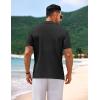 imageCOOFANDY Mens Knit Short Sleeve Shirt Casual Button Down Shirt Vintage Fashion Polo Shirts Crochet Summer Beach ShirtsBlack