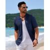 imageCOOFANDY Mens Knit Short Sleeve Shirt Casual Button Down Shirt Vintage Fashion Polo Shirts Crochet Summer Beach ShirtsBlueviolet