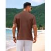 imageCOOFANDY Mens Knit Short Sleeve Shirt Casual Button Down Shirt Vintage Fashion Polo Shirts Crochet Summer Beach ShirtsBrown