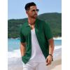 imageCOOFANDY Mens Knit Short Sleeve Shirt Casual Button Down Shirt Vintage Fashion Polo Shirts Crochet Summer Beach ShirtsEvergreen