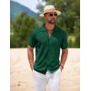 imageCOOFANDY Mens Knit Short Sleeve Shirt Casual Button Down Shirt Vintage Fashion Polo Shirts Crochet Summer Beach ShirtsEvergreen