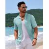 imageCOOFANDY Mens Knit Short Sleeve Shirt Casual Button Down Shirt Vintage Fashion Polo Shirts Crochet Summer Beach ShirtsIce Green