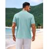 imageCOOFANDY Mens Knit Short Sleeve Shirt Casual Button Down Shirt Vintage Fashion Polo Shirts Crochet Summer Beach ShirtsIce Green