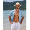 imageCOOFANDY Mens Knit Short Sleeve Shirt Casual Button Down Shirt Vintage Fashion Polo Shirts Crochet Summer Beach ShirtsLight Blue