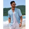 imageCOOFANDY Mens Knit Short Sleeve Shirt Casual Button Down Shirt Vintage Fashion Polo Shirts Crochet Summer Beach ShirtsLight Blue