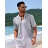 imageCOOFANDY Mens Knit Short Sleeve Shirt Casual Button Down Shirt Vintage Fashion Polo Shirts Crochet Summer Beach ShirtsLight Grey