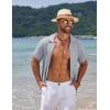 imageCOOFANDY Mens Knit Short Sleeve Shirt Casual Button Down Shirt Vintage Fashion Polo Shirts Crochet Summer Beach ShirtsLight Grey