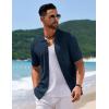 imageCOOFANDY Mens Knit Short Sleeve Shirt Casual Button Down Shirt Vintage Fashion Polo Shirts Crochet Summer Beach ShirtsNavy Blue