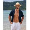 imageCOOFANDY Mens Knit Short Sleeve Shirt Casual Button Down Shirt Vintage Fashion Polo Shirts Crochet Summer Beach ShirtsNavy Blue