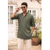 imageCOOFANDY Mens Linen Henley Shirts Long Sleeve Collarless TShirts Longline Kurta Beach Shirts with PocketArmy Green