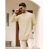imageCOOFANDY Mens Linen Henley Shirts Long Sleeve Collarless TShirts Longline Kurta Beach Shirts with PocketBeige