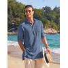 imageCOOFANDY Mens Linen Henley Shirts Long Sleeve Collarless TShirts Longline Kurta Beach Shirts with PocketDark Blue