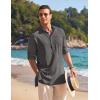 imageCOOFANDY Mens Linen Henley Shirts Long Sleeve Collarless TShirts Longline Kurta Beach Shirts with PocketDark Grey