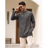 imageCOOFANDY Mens Linen Henley Shirts Long Sleeve Collarless TShirts Longline Kurta Beach Shirts with PocketDark Grey