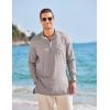 imageCOOFANDY Mens Linen Henley Shirts Long Sleeve Collarless TShirts Longline Kurta Beach Shirts with PocketGrey