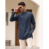 imageCOOFANDY Mens Linen Henley Shirts Long Sleeve Collarless TShirts Longline Kurta Beach Shirts with PocketNavy Blue