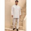 imageCOOFANDY Mens Linen Henley Shirts Long Sleeve Collarless TShirts Longline Kurta Beach Shirts with PocketWhite