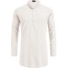imageCOOFANDY Mens Linen Henley Shirts Long Sleeve Collarless TShirts Longline Kurta Beach Shirts with PocketWhite