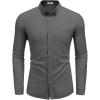 imageCOOFANDY Mens Long Sleeve Button Down Shirts Casual Cotton Linen Shirts Summer Beach Shirt with PocketDark Grey