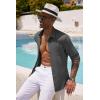 imageCOOFANDY Mens Long Sleeve Button Down Shirts Casual Cotton Linen Shirts Summer Beach Shirt with PocketDark Grey